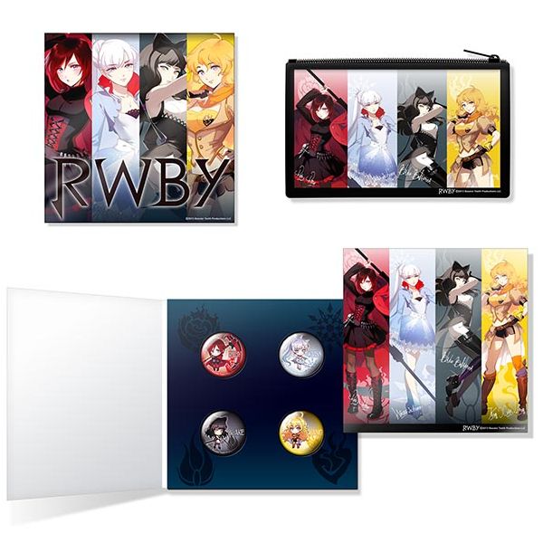 アパレル: RWBY 缶バッジ4種＆ポーチセット イラストカード入り