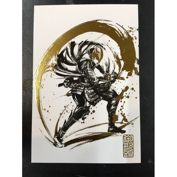 戦国BASARA 石田三成 墨絵金箔ポストカード 秋葉ノ陣 JR秋葉原 グッズ: 戦国BASARA 墨絵金箔ポストカード 石田三成 【2020年10