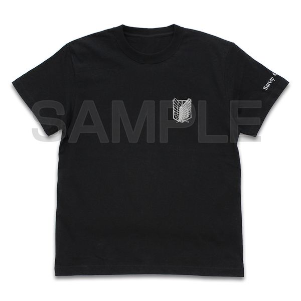 進撃の巨人 調査兵団 ワンポイント刺繍Tシャツ BLACK S